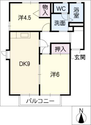 グリーンパレス A棟(2DK/1階)の間取り写真