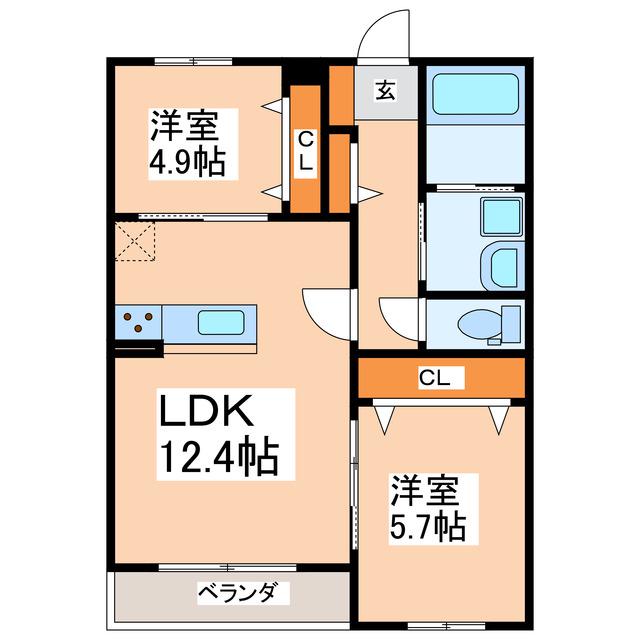 ハイムセラウエスト(2LDK/2階)の間取り写真