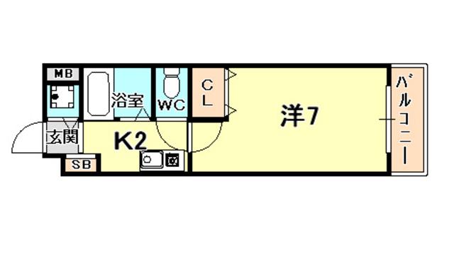 エスポワール西宮(1K/5階)の間取り写真
