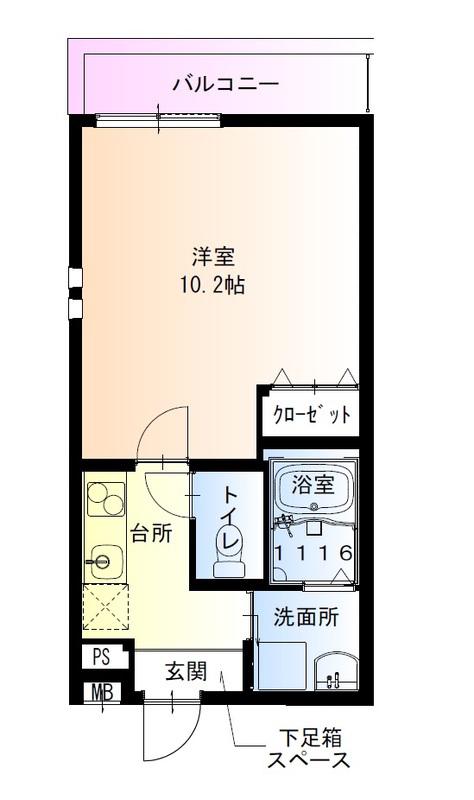 フジパレス西湊II番(1K/2階)の間取り写真