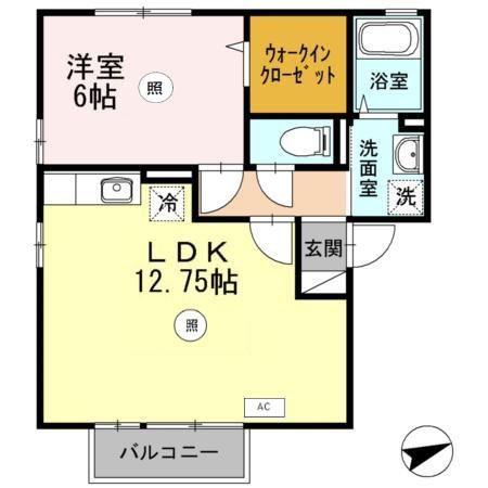 グランペールI(1LDK/2階)の間取り写真