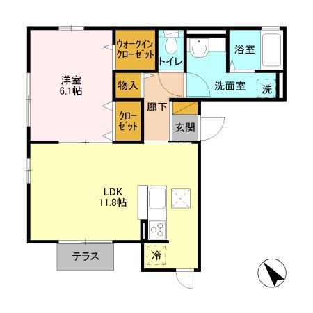 レクエルド広尾(1LDK/1階)の間取り写真