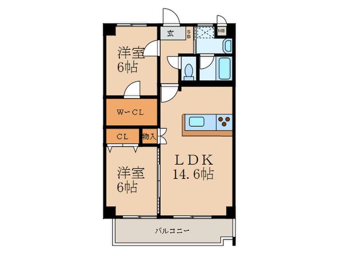 MERVEILLE ISHIDA(2LDK/2階)の間取り写真