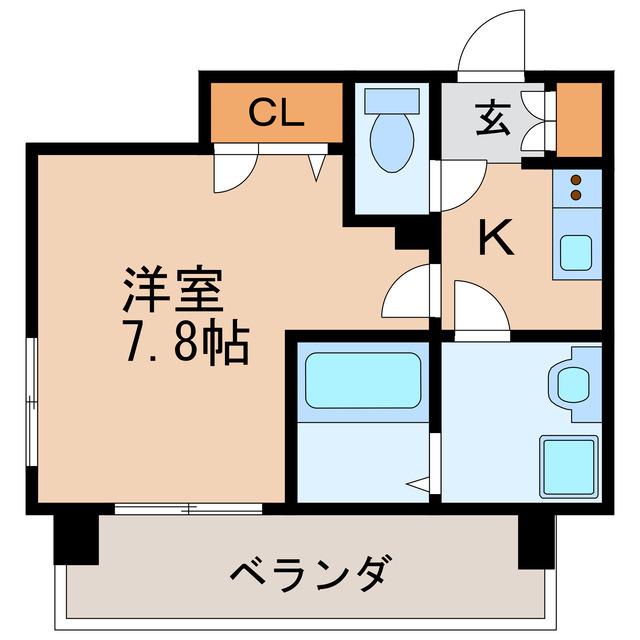 メイクス矢場町II(1K/8階)の間取り写真
