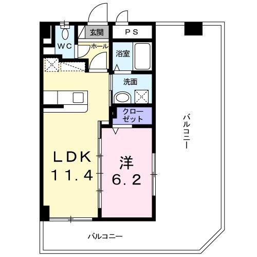 アスリヴII(1LDK/4階)の間取り写真