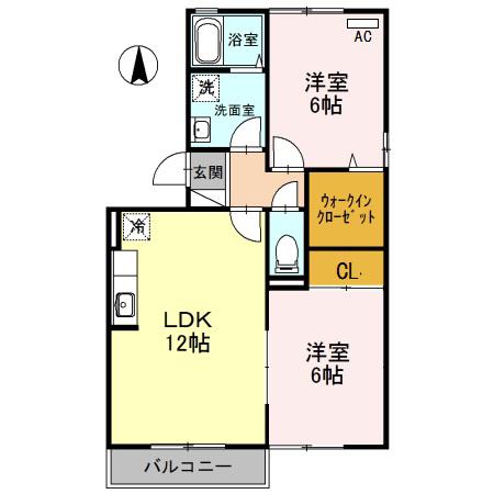 セジュールグラシアス(2LDK/3階)の間取り写真