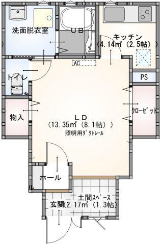 LE LIEN助実 (1K/1階)の間取り写真
