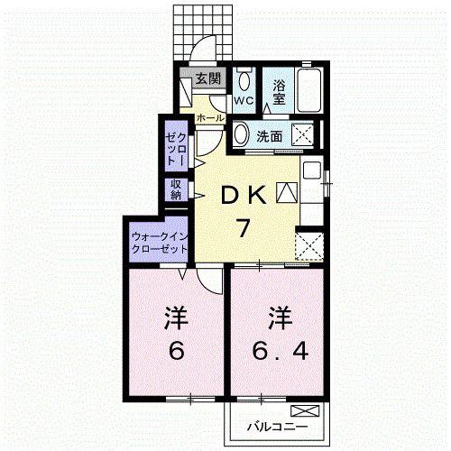 ワイズKM(2DK/1階)の間取り写真