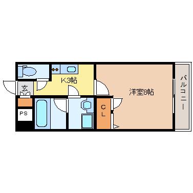 ウエスト7泉(1K/3階)の間取り写真