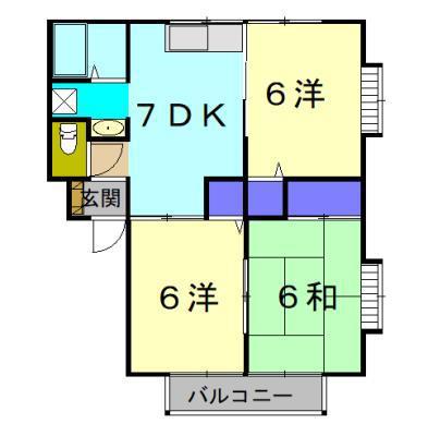 グランドゥムール山守屋(3DK/2階)の間取り写真