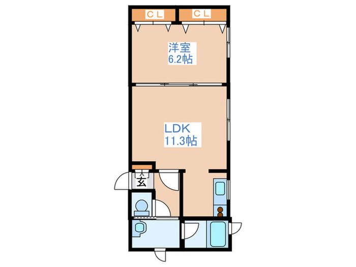 コスモ南郷(1LDK/2階)の間取り写真