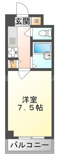 リヴァーシャロウ西三荘(1K/3階)の間取り写真