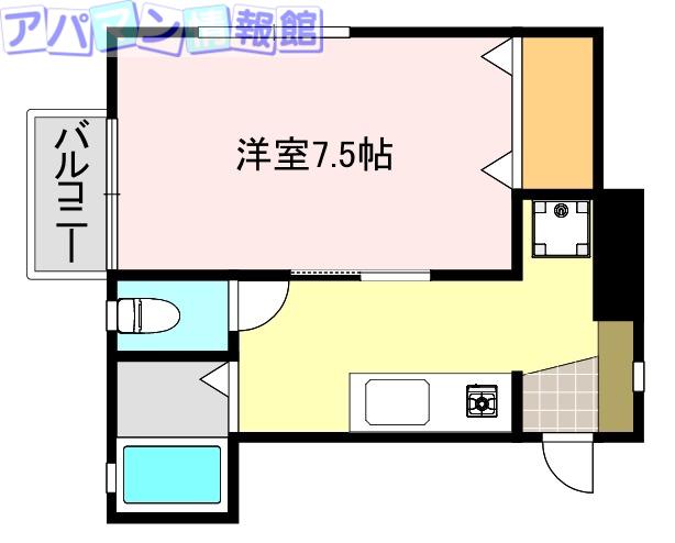 メゾンテリー(1K/2階)の間取り写真
