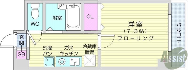 パレスK・M(1K/2階)の間取り写真