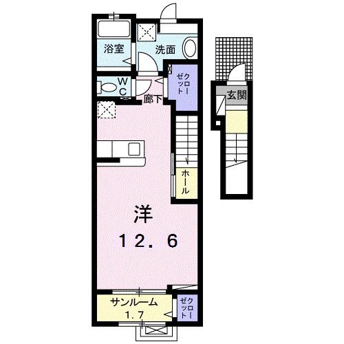 ステイズ ワン(ワンルーム/2階)の間取り写真