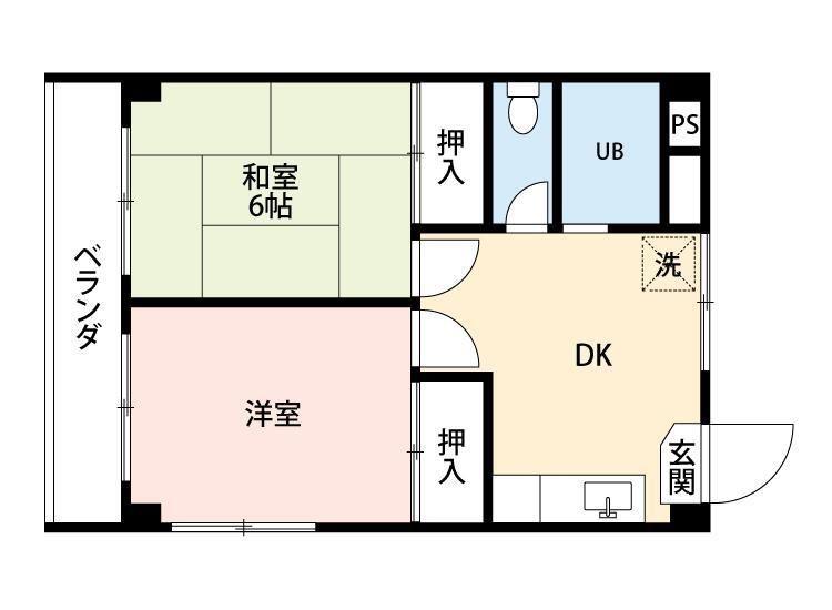 駒岡サンシティ―(2DK/3階)の間取り写真