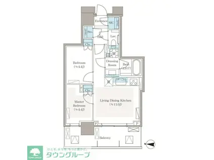 パークシティ中野ザタワー ブリーズ(2LDK/13階)の間取り写真