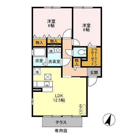 シュタインベルク北館(2LDK/1階)の間取り写真