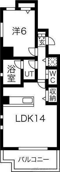 ベルファース緑地公園(1LDK/9階)の間取り写真