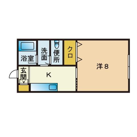ロックハウス1(1K/2階)の間取り写真
