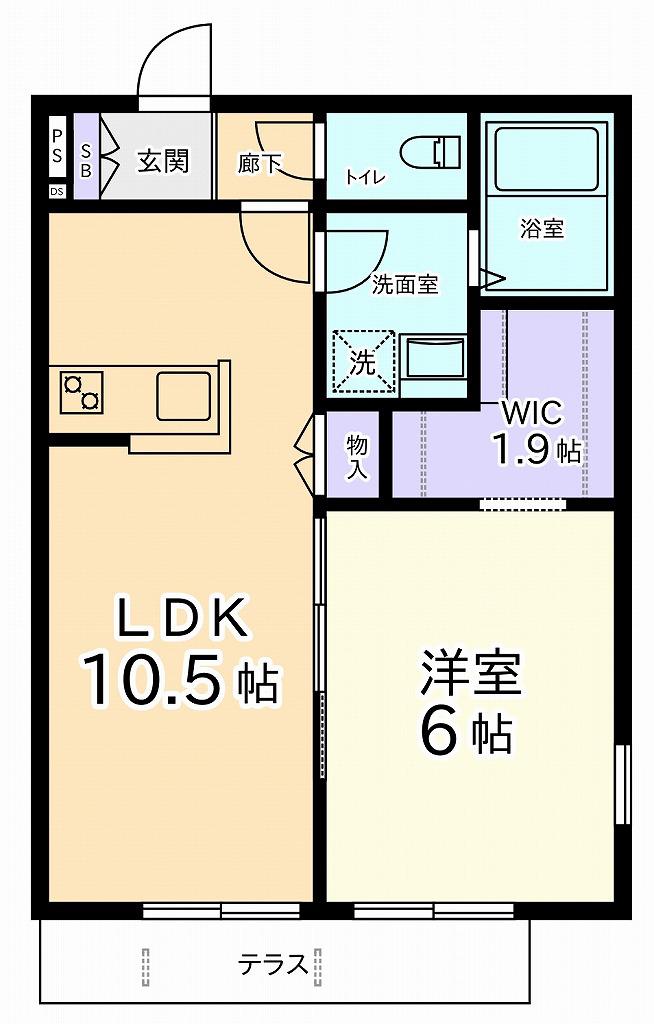 アルナシャンティ(1LDK/1階)の間取り写真