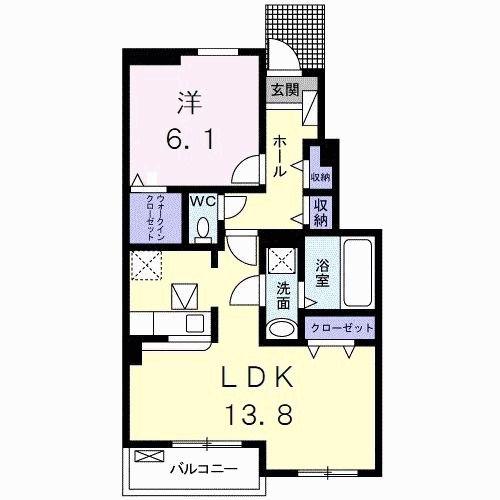 ハッピーメゾン鳴門 A(1LDK/1階)の間取り写真