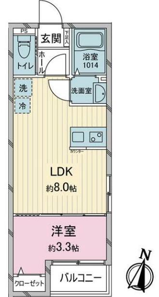 LUXIS久米川(1LDK/1階)の間取り写真