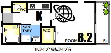 アイナ観音本町(1K/1階)の間取り写真
