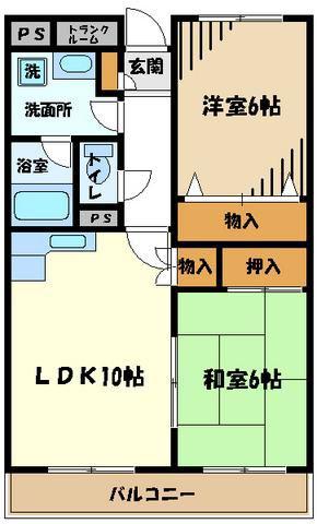 リヴェールシモ(2LDK/4階)の間取り写真