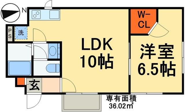 グリシーヌ幕張(1LDK/1階)の間取り写真