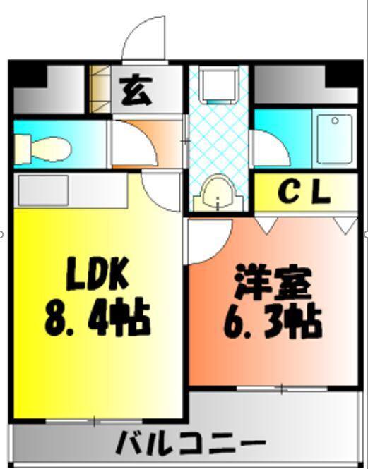 ラ・メゾン・セピア(1LDK/2階)の間取り写真