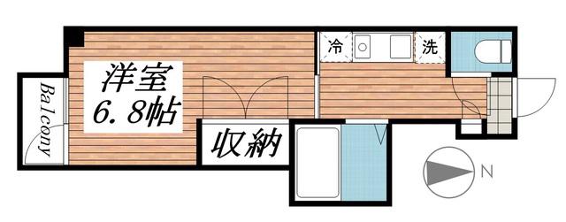 エスエービル(1K/6階)の間取り写真