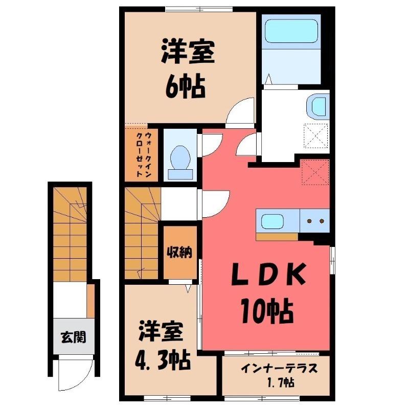 エルシオン(2LDK/2階)の間取り写真