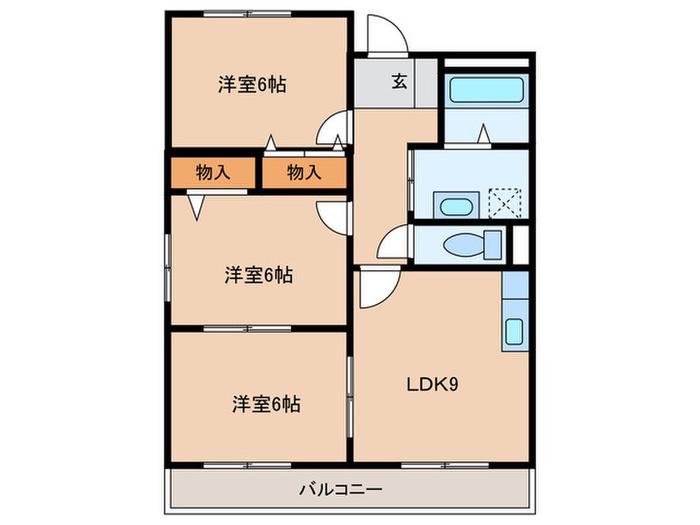 プラチナハイツ安井Ⅲ(3LDK/2階)の間取り写真