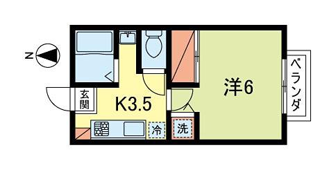 グランドハイツ(1K/2階)の間取り写真