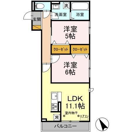 クレストI(2LDK/3階)の間取り写真