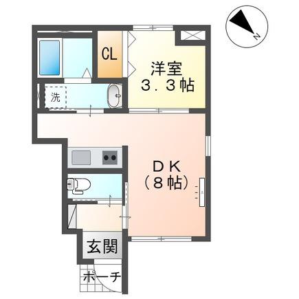シンコージパーク(1DK/1階)の間取り写真