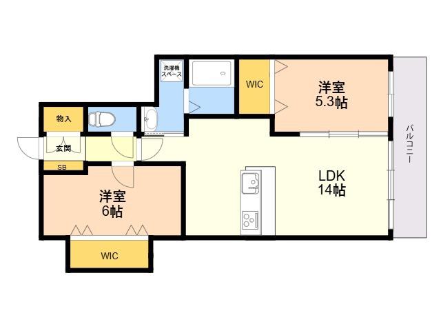 プレジュール弐番館(2LDK/2階)の間取り写真
