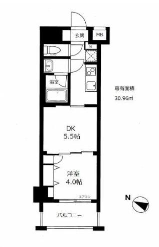 日神デュオステージ三ノ輪(1DK/2階)の間取り写真