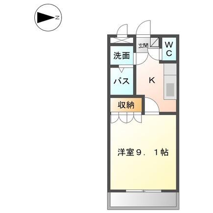 ヴェルジュール御着(1K/1階)の間取り写真