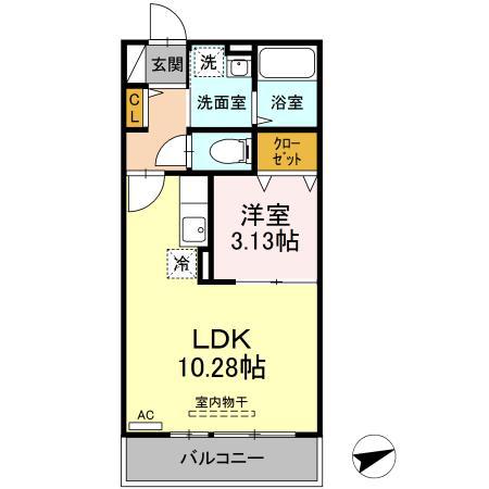 ファミール上の台(1LDK/2階)の間取り写真