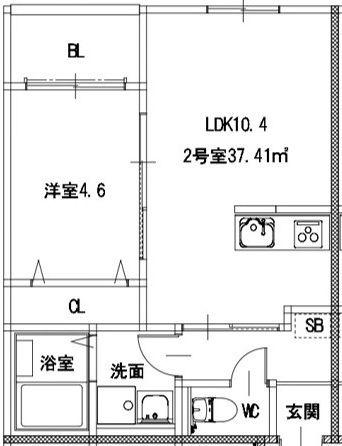 オルビスタ健軍(1LDK/1階)の間取り写真