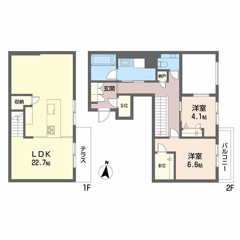 シャーメゾンリュクス大濠(2LDK/2階)の間取り写真