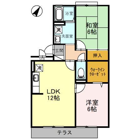 クレスト想(2LDK/3階)の間取り写真