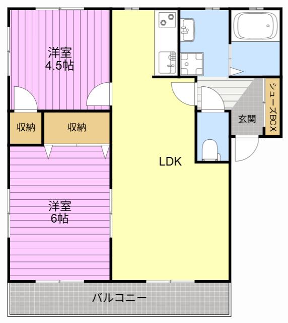 グリーンコーポI A(2LDK/1階)の間取り写真