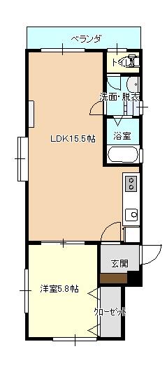 グリーンハウス(1LDK/1階)の間取り写真