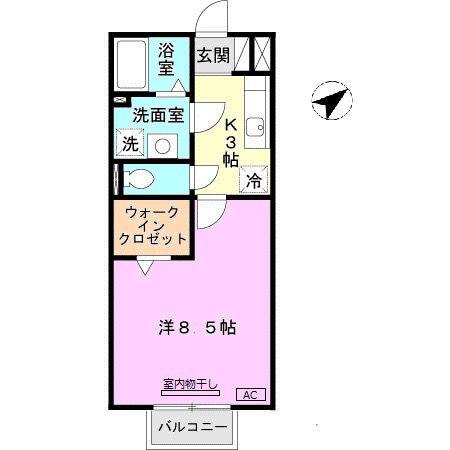 ドルチェ鈴蘭(1K/2階)の間取り写真