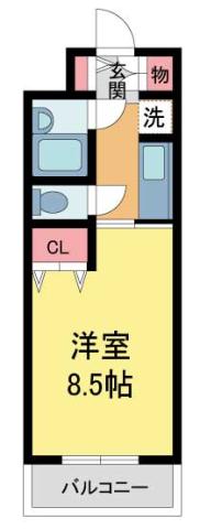 ベルグラン宝塚(1K/3階)の間取り写真