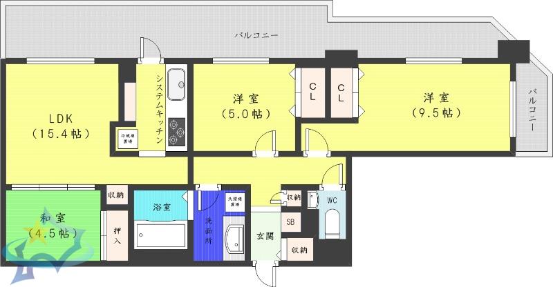 知事公館前タワーレジデンス(3LDK/25階)の間取り写真
