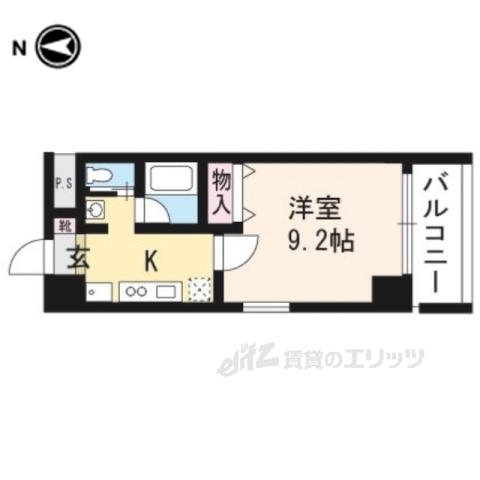ライズ京都北山(1K/4階)の間取り写真